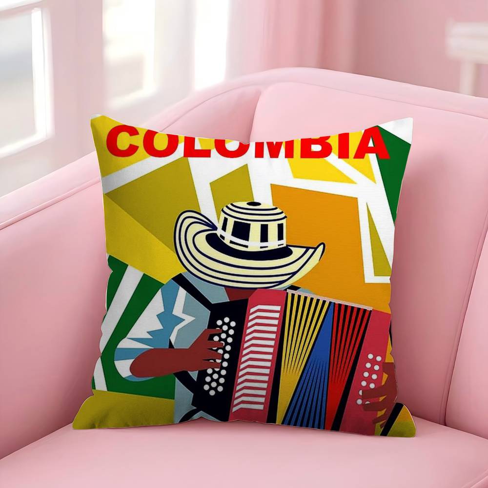 Vintage Landscape Colombia   Pillow Covers Cartoon Sofa Decorative Home Double-sided Printing Short Plush Cute Cushion Cover