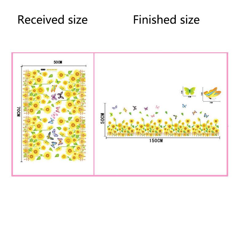 

Sunflower Wall Decal Sticker Skirting Board Border Floor Edge Trim Wall Flowers for Window Glass Living Room Bedroom Hallway Entrance Home Decor 50x70CM жовтий