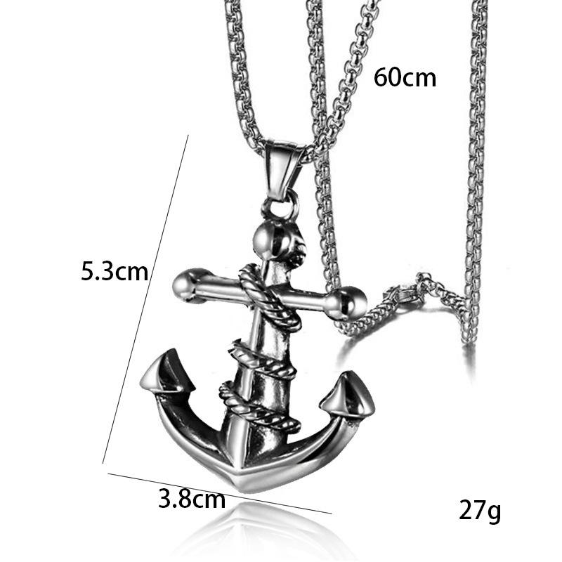 Men's Retro Titanium Steel Anchor Pendant Necklace Creative Bold Personality Clavicle Chain Jewelry Accessory