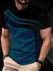 T-shirt Traspirante da Uomo a Maniche Corte in Poliestere - T-shirt alla Moda con Stampa Digitale a Righe Nere e Grigie - Traspirante