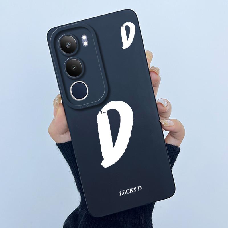 

For Vivo Y19s V2149 Cover Case Lucky Initial Letter Couple Silicone Soft Matte Phone Bumper for Vivo Y19s 4G Y29 5G Casing Vivo Y19s 4G