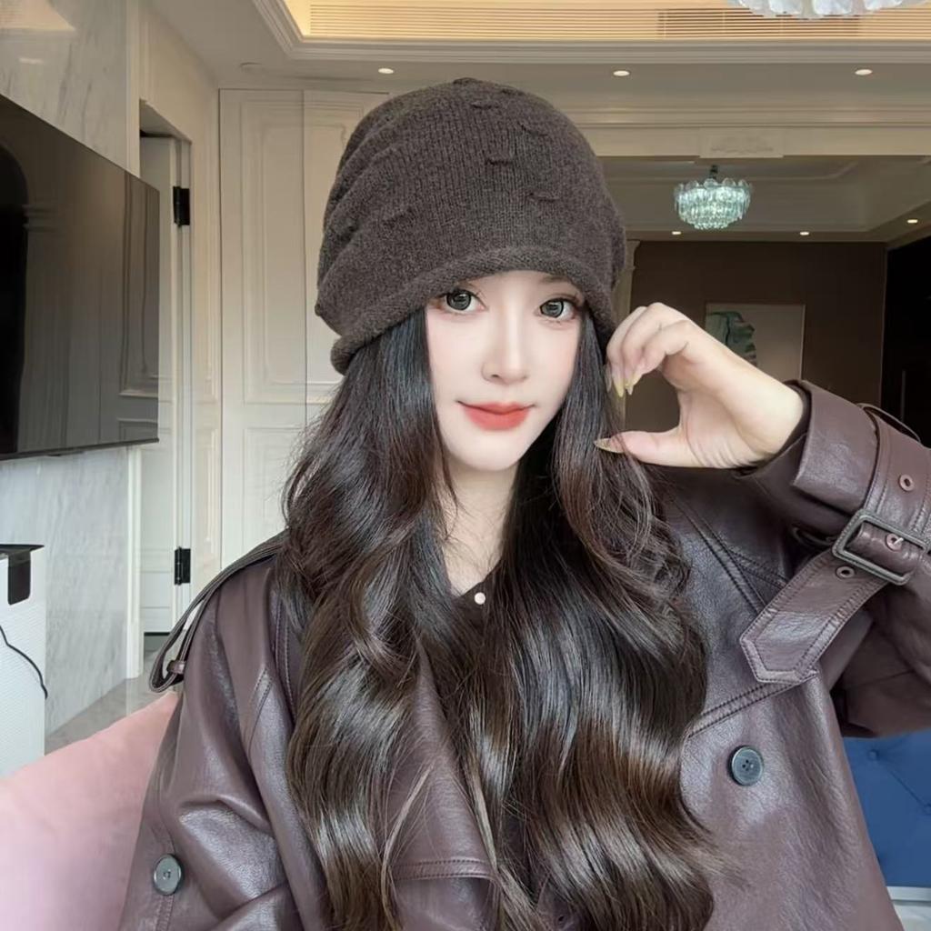 Cashmere Rolled Up Pile Cap  Free Shipping Cap  Korean Style Loose Elastic Cold Cap  Soft Postpartum Cap  Women's Headscarf Cap