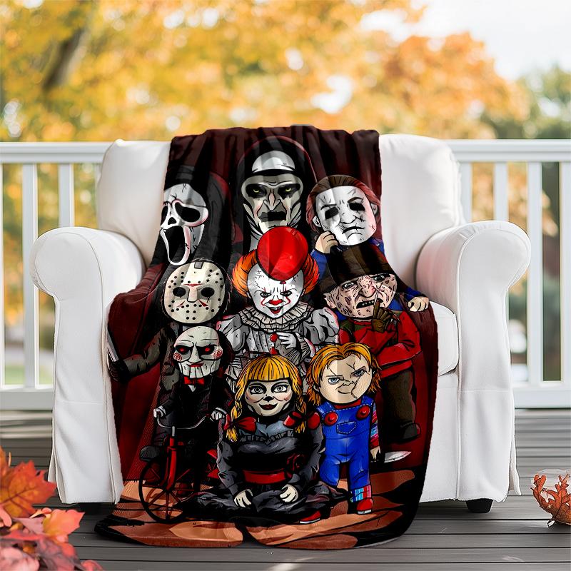 Coperta stampata a tema horror di Halloween - Perfetta per divano, letto, viaggi e uso all'aperto | Lavabile in lavatrice, accogliente e resistente.