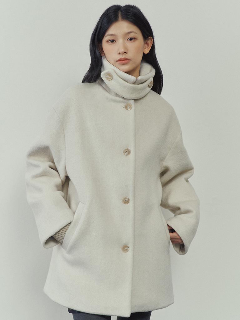 Gngb Alpaca Half Coat_Ivory
