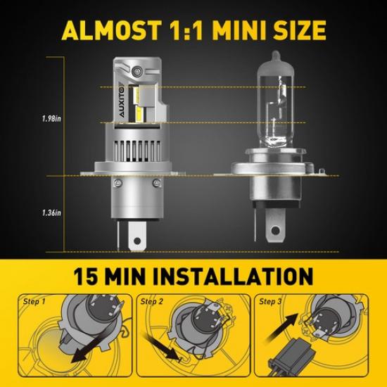 AUXITO H4 LED 9003 Headlight Bulbs 6000K Hi/Lo Beam White Error Canbus Free 2Pcs