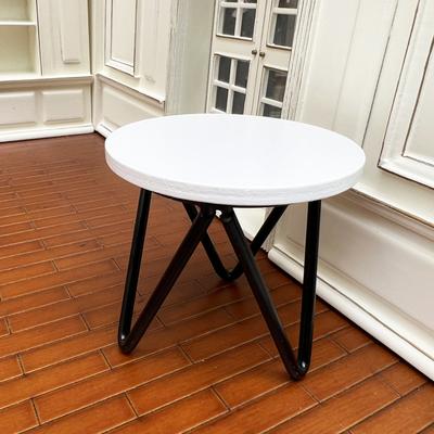 1:12 Dollhouse Miniature Iron Simulation Round Tea Table Mini Coffee Table Dining Table Model Kitchen Living Room Decor Kids Toy