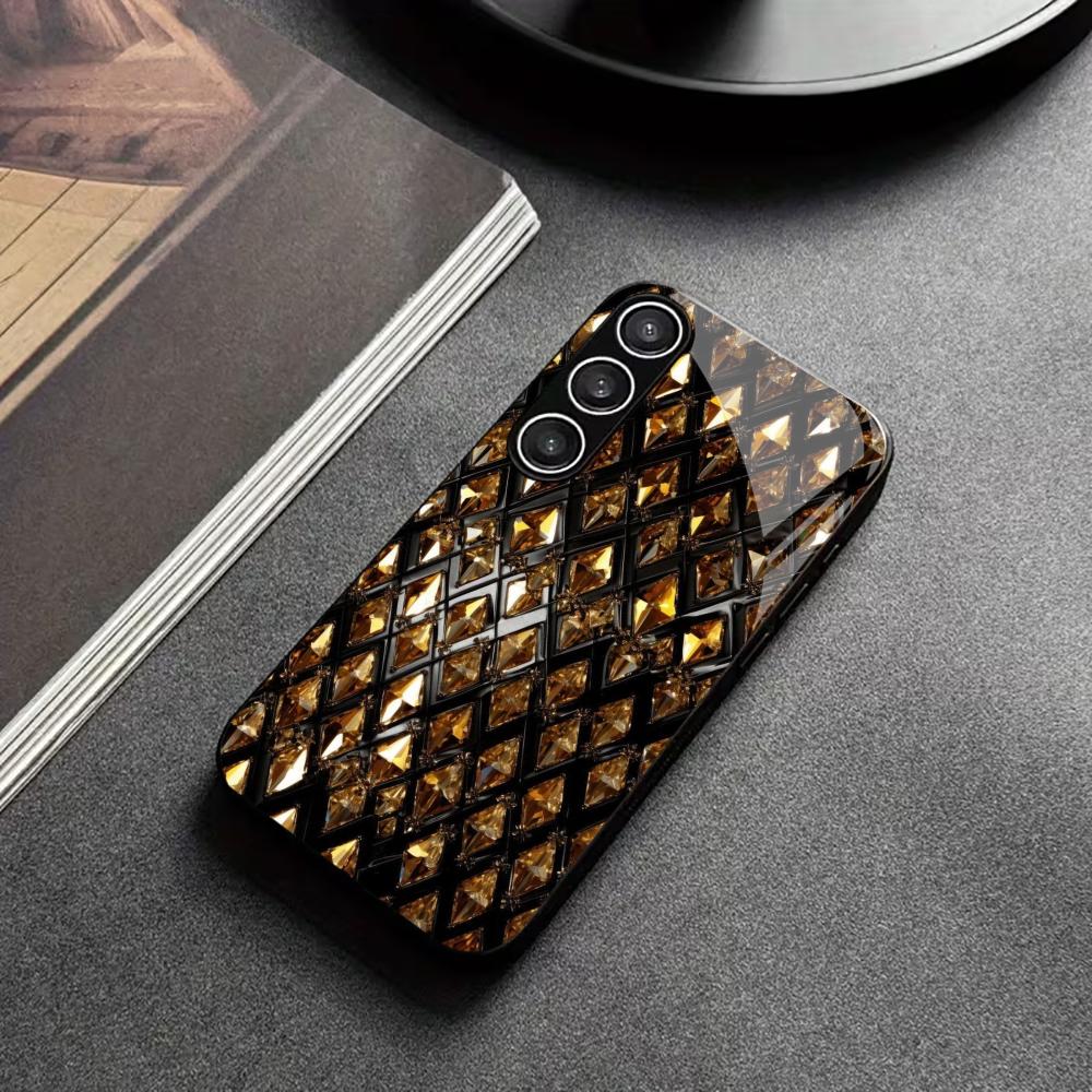 Business Black gold Leader PhoneCase Glass PhoneCase for Samsung Galaxy S26 S25 S24 S23 S22 S21 FE Ultra Plus Dropresistant