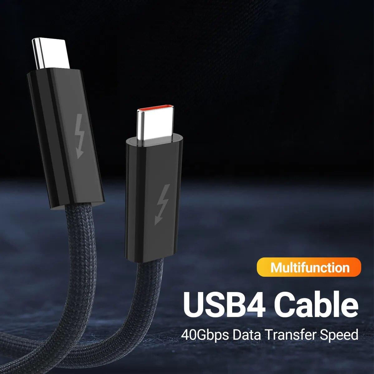 

Кабель передачи данных USB 4.0 Type-C, кабель для быстрой зарядки 240 Вт со скоростью 40 Гбит/с, поддержка видео 8K HD, Thunderbolt 3/4 для телефона, переключателя iPad 1.8m чёрный