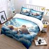 Cute Little Bear Sleeps In Soft Clouds Print Bedding Set 1Duvet Cover 2Pillowcases for Adult and Children Luxury Gift Full Size