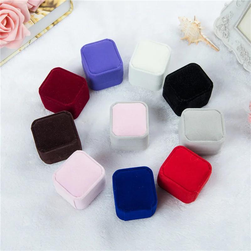 Round Corner Velvet Jewelry Box Ring Stud Earring Ring-Shaped Badge Storage Box Jewelry Organizing Box 5x5.5x4cm