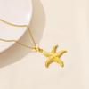 Trendy European-American Geometric Starfish Seashell Stainless Steel Necklace Pendant Jewelry