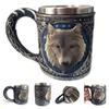 new Wolf Head Stainless Steel Resin Beer Juice Milk Water Cup Home Office Coffee Mug