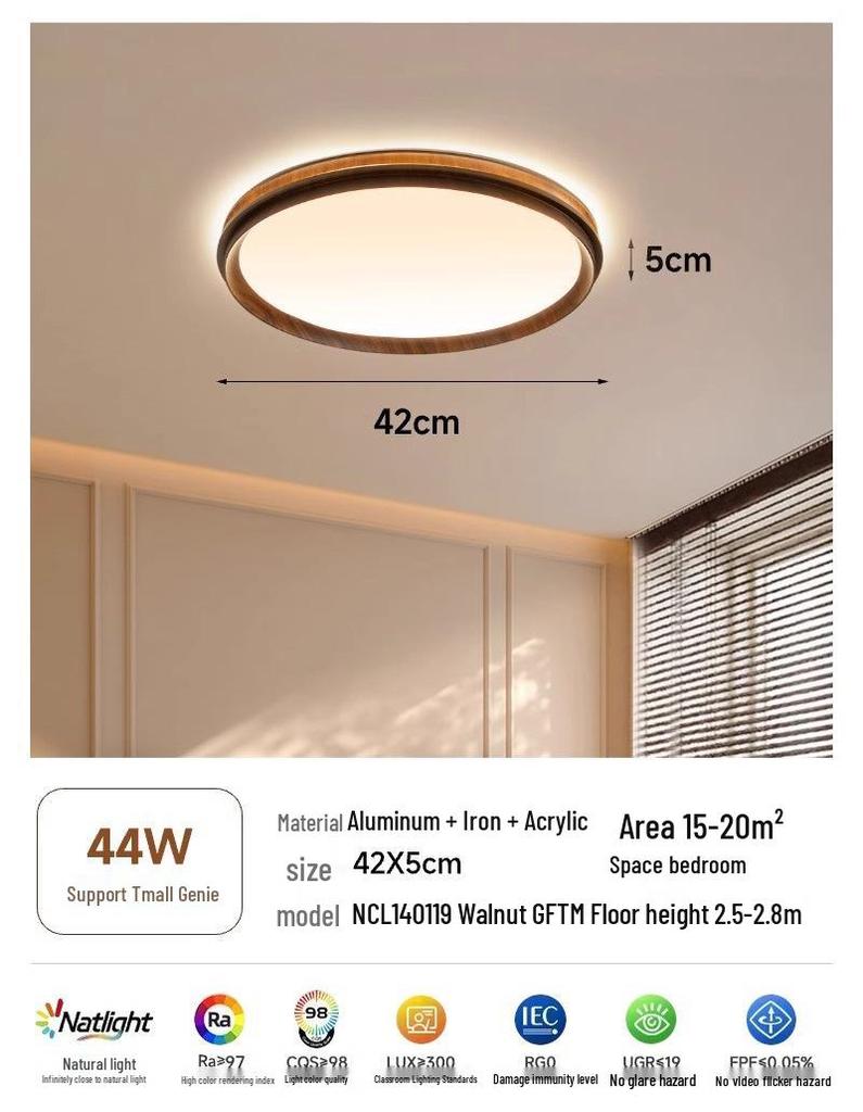 Stropní lampa ve středověkém stylu ořechová: Světlo do dětského a studijního pokoje chránící oči