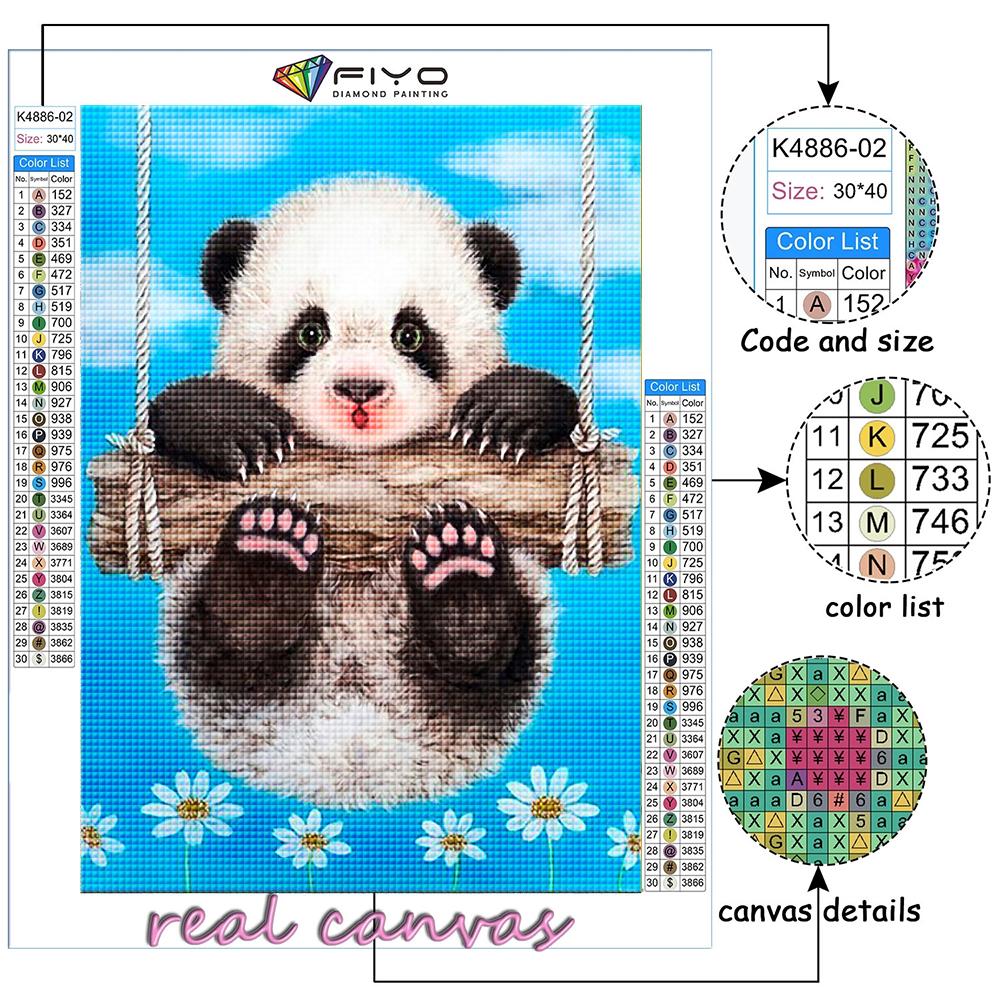 5D DIY Diamond Painting Cross Stitch Animal Panda Diamond Embroidery Mosaic Wall Art Home Decoration