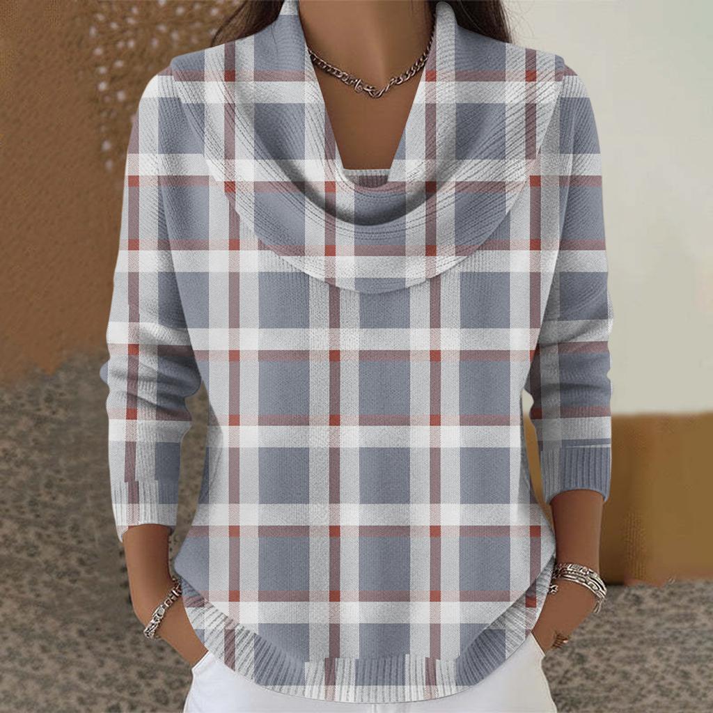 Women's Casual And Fashionable Round Neck Long Sleeved Printed Top Sweater