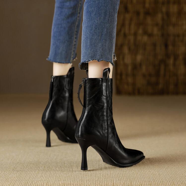 Small Ankle Boots Women's Premium Sense Pointed Heel Single Boots High Heels Elegant Short Boots