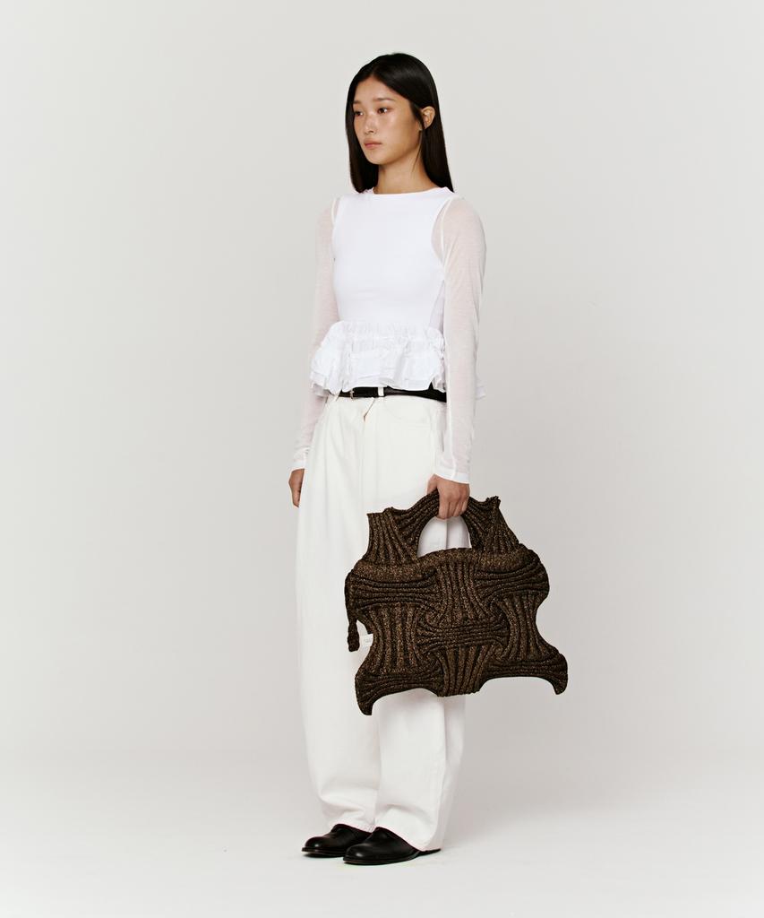 Pleatsmama Big Bow Bag Glitter Black Brown