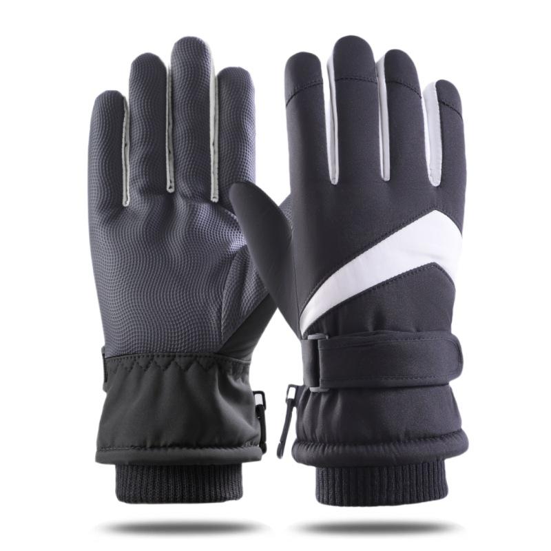 Ski Gloves Men's and Women's Autumn and Winter Windproof Waterproof Outdoor Riding Motorcycle Piled Thickened Warm Finger Gloves