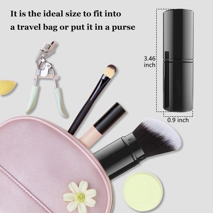 Falliny Retractable Kabuki Makeup Brush, Angled Travel Powder Blush Brush, Foundation Makeup Brush with Cover, for