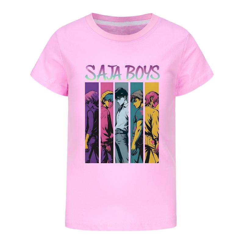 KPOP Dämonenjäger Kinder Anime SAJABOYs T-Shirt Cartoon Kurzarm Sommer Kinder KinderT-Shirt Jungen Mädchen Cartoon Kleidung
