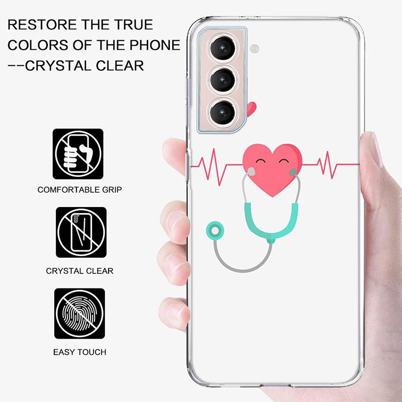 Nurse Medical Stethoscope Phone Case For Samsung S25+ Edge Galaxy S24 FE S23 Ultra Capa Shell S22+ S21 Plus S20 FE Cover Silicon