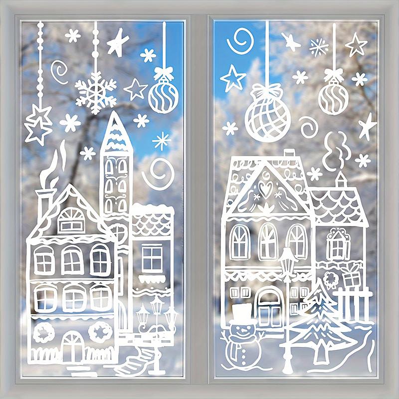 4pcs Snowflake Decals Window Decoration Large Christmas Window Clings Party Ornaments Double-Sided Xmas 20x30cm