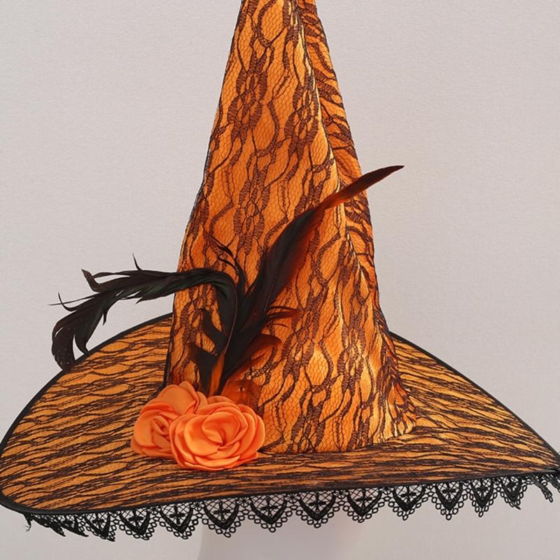 Witch Hat Roses Decoration Hat Carnivals Masquerades Hat Women's Halloween Hat Costume Accessory