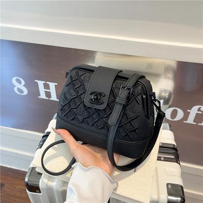 Heavy Industry Embroidery Shell Bag Women's New Premium Textured Embroidery Thread Solid Color Shoulder Crossbody Bag