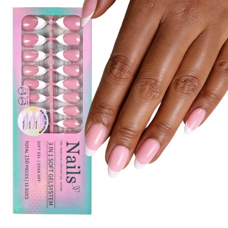 1Set Easy Apply Artificial Nail No Tools Needed Quick Installation Solid Color Highly Shine For Busy Professionals