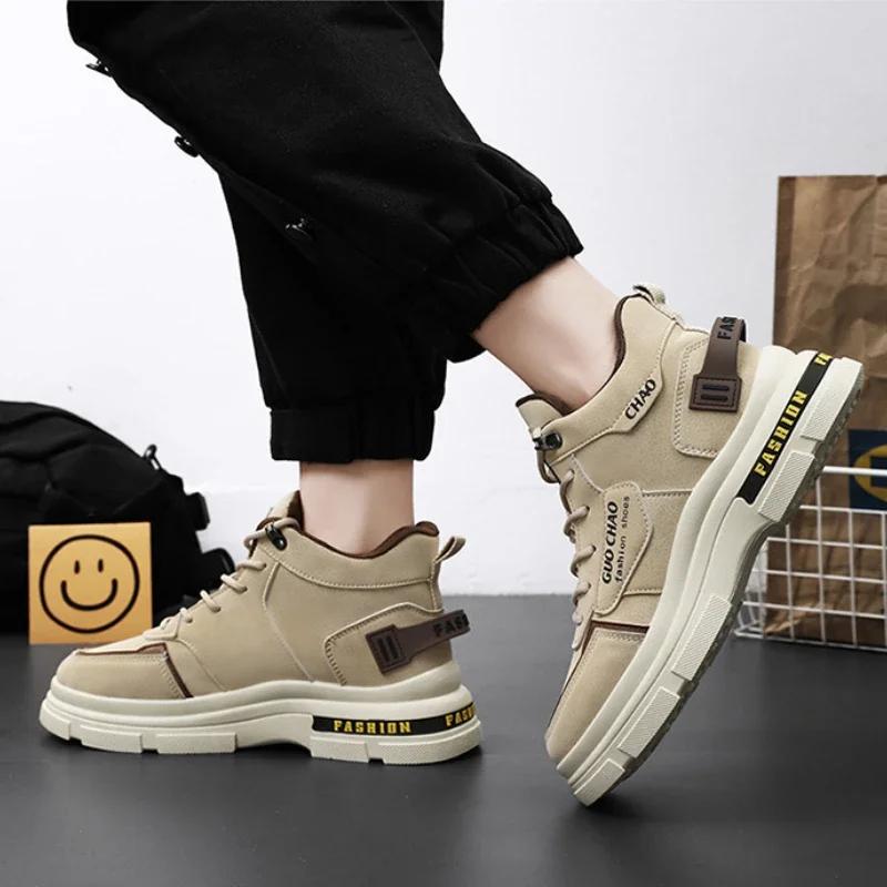 Mode 2024 Herren Plateau-Stiefel Mode Wüstenschuhe Neu Bequem Rutschfest Wanderschuhe High Top Allround-Arbeitsstiefel Bota Masculina