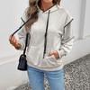 Cross-Border 2026 Women's Loose Color Block Piping Hooded Sweatshirt - New Korean Casual Style