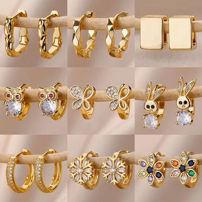Stilvolle und schlichte geometrische Mikro-Inlay Zirkon Ohrstecker, Nischen-Design, leichter Luxus-Ohrschmuck, Bestseller-Ohrringe.