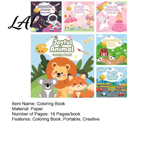 Compact Activity Book for Travel Children's Coloring Book with Cute Animal Theme Thick Paper Sketchbook Kids Preschool Painting Practice
