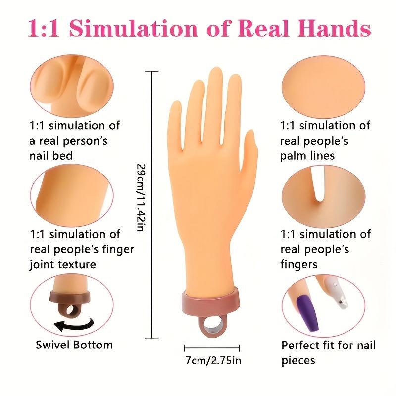 Nail Art Fake Hand Flexible Soft Adjustable Plastic Finger Practice Prosthetic Model Manicure Training Display Tool