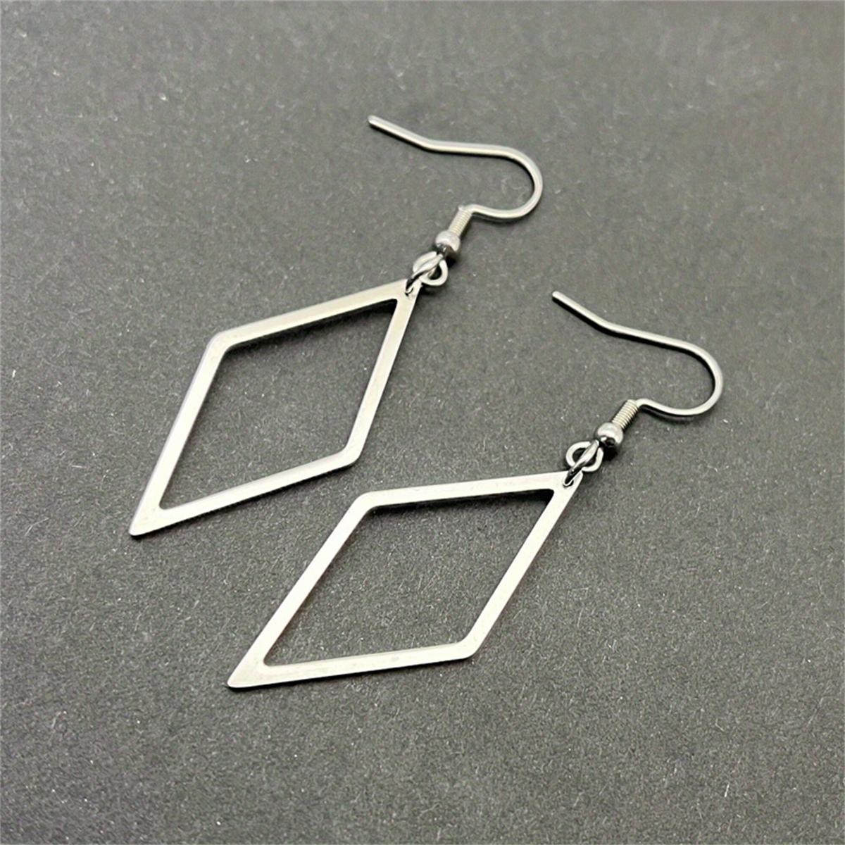 Серьги-подвески в форме полого ромба — фото 7