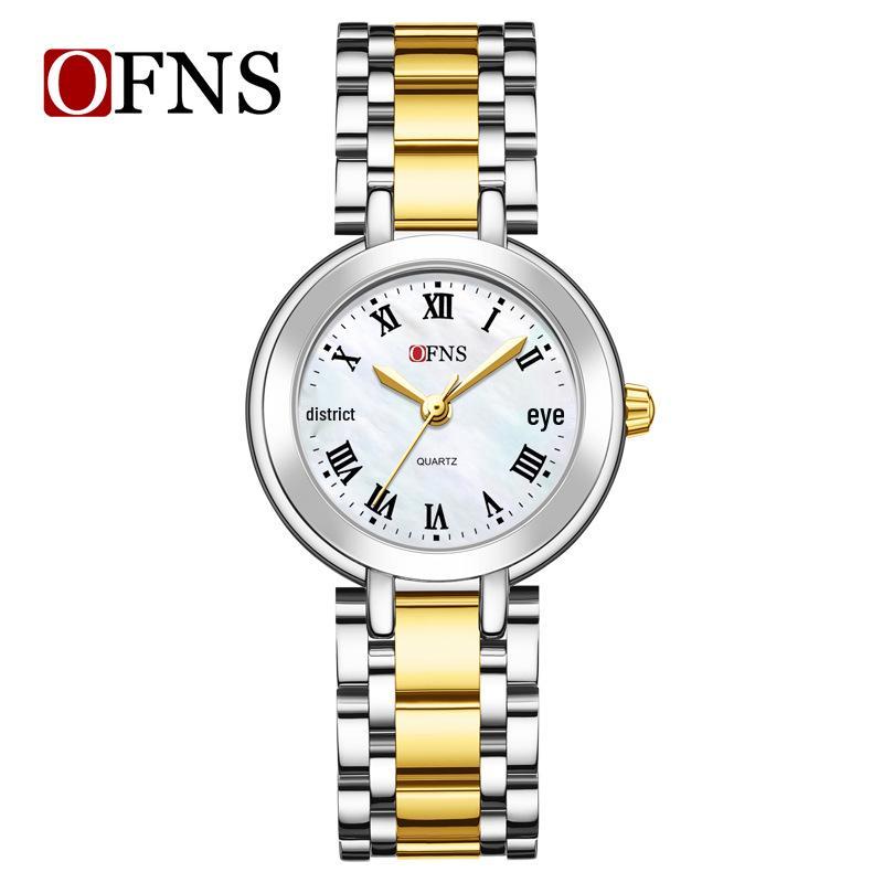 Женские водонепроницаемые кварцевые часы OFNS Luxury со стразами и римскими цифрами