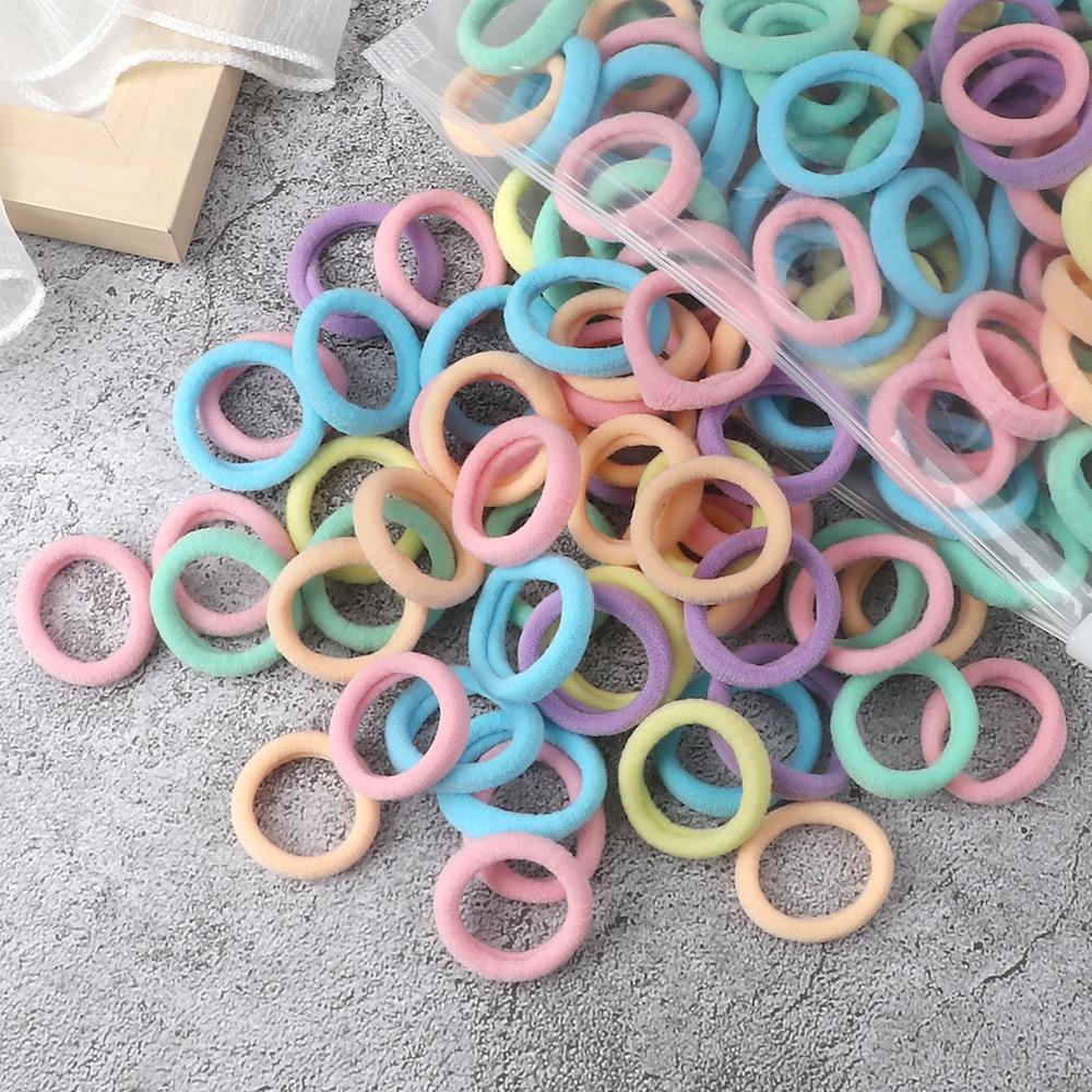 50-200Pcs Children Candy Color Hair Band Girl 3 CM Basic Multicolored Hair Tie Ponytail Hold Elastic Scrunchies Hair Accessories