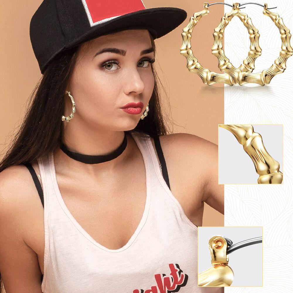 European-American Large Round Hoops Retro Design Statement Circle Earrings  Trendy Jewelry