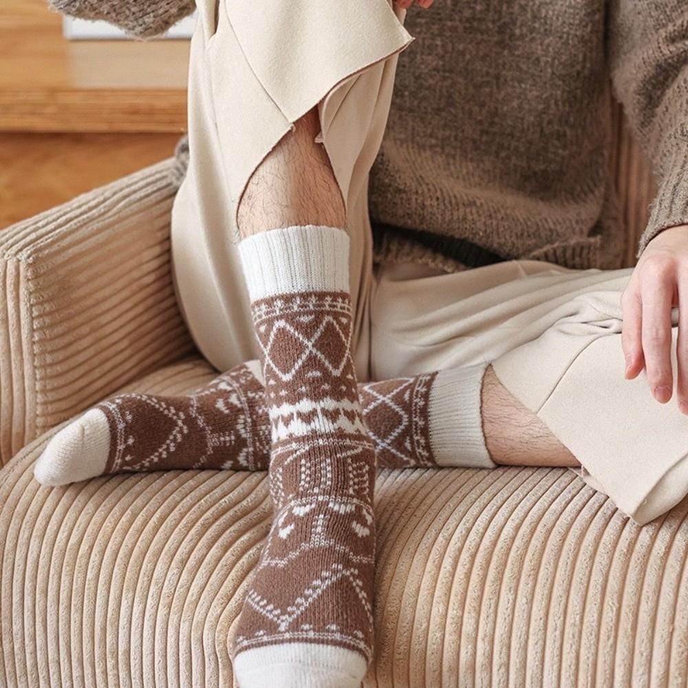 Ethnic Style Mid-tube Socks Warm Calf Socks New Winter Socks  Autumn Winter