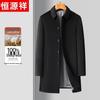 Hengyuanxiang Men's 100% Wool Mid-Length Business Overcoat