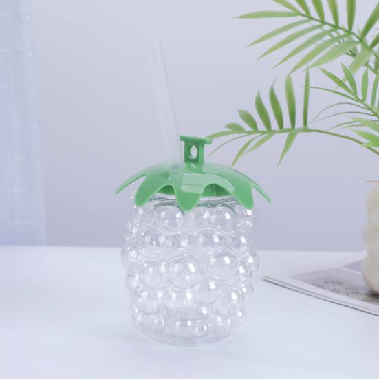 Pineapple Plastic Cup with Lid & Straw 500ml Strawberry Iced Coffee Wine Tea Mug Fruit Shaped Tumbler for Party Wedding Birthday