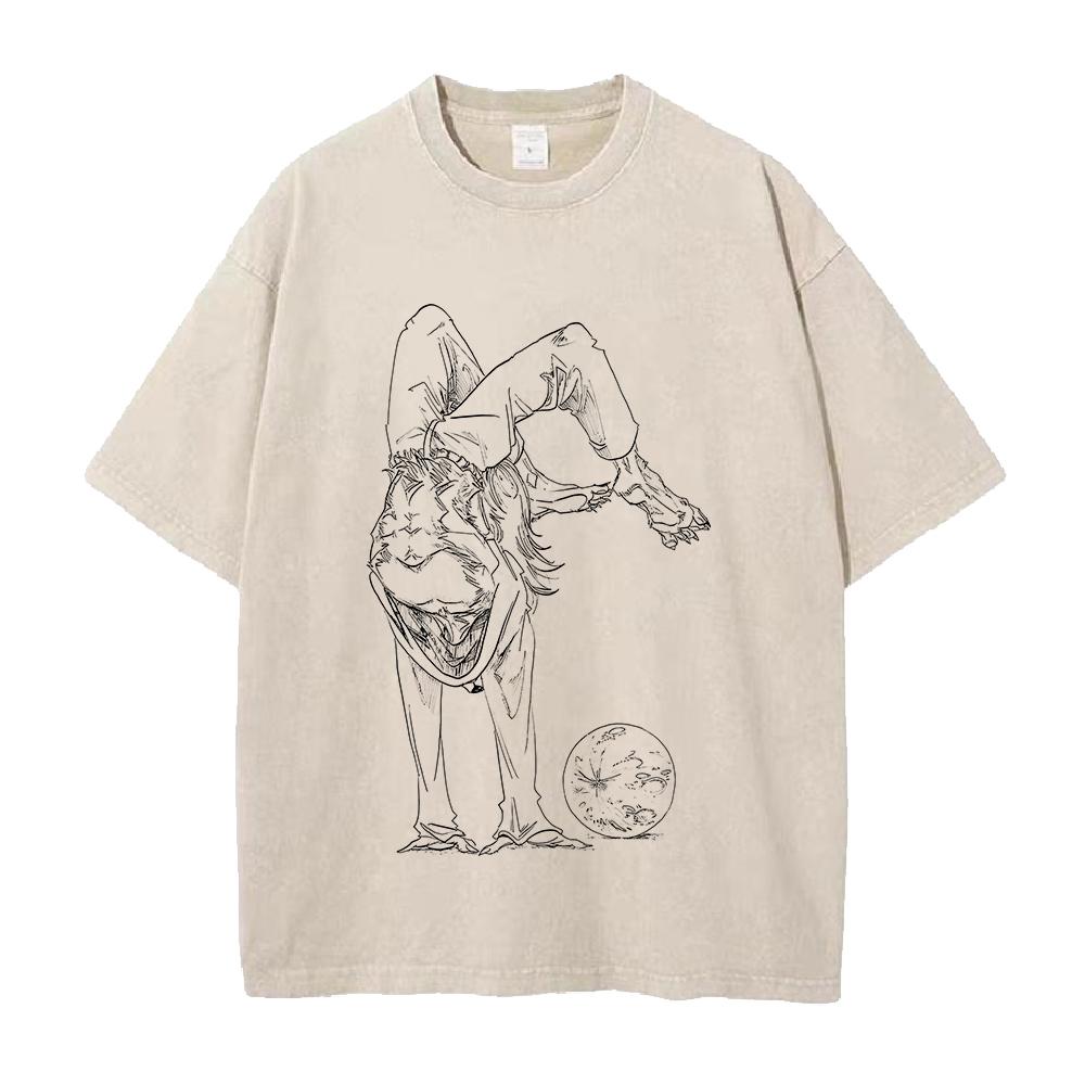 

Legoshi Printed Tee Anime BEASTARS Clothing Men Women Retro Washed T-shirts Short Sleeve Tshirt Harajuku Male Cotton T Shirt S бежевый