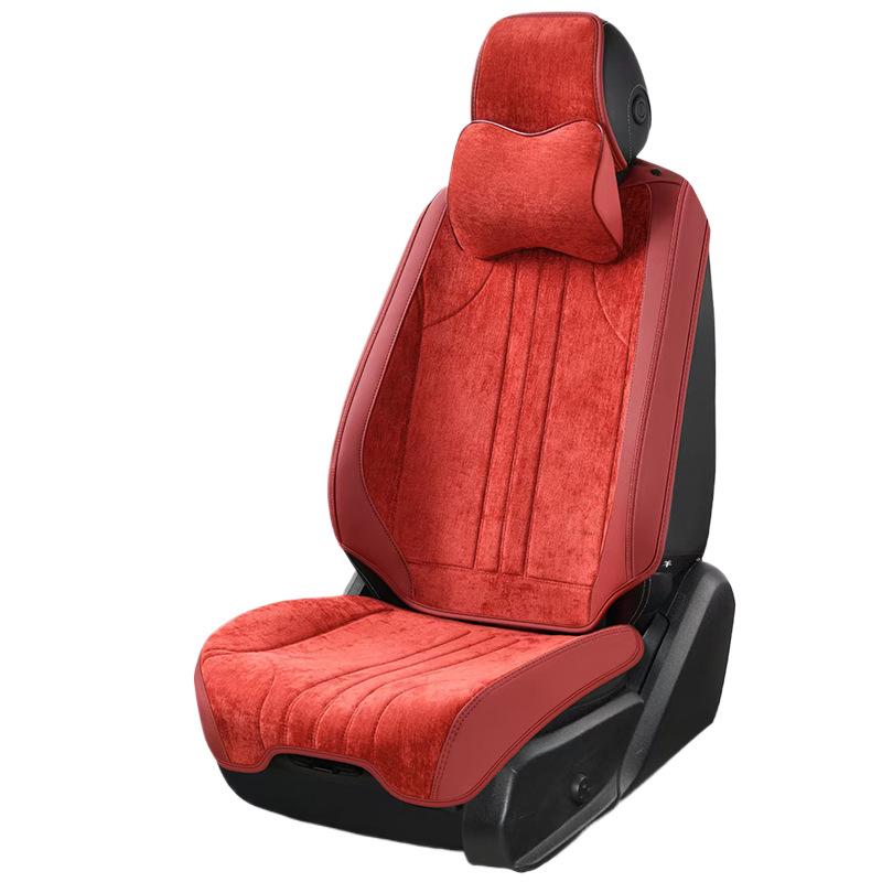 Full Coverage Velvet Chenille Car Seat Cover for All Seasons - Leather Sedan Cushion