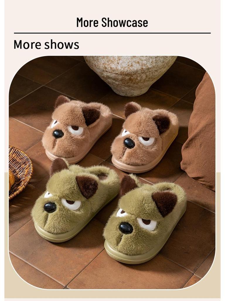 Kids' Cartoon Cotton Slippers - Warm Fleece Lining, Thick Sole, for Boys, Autumn/Winter