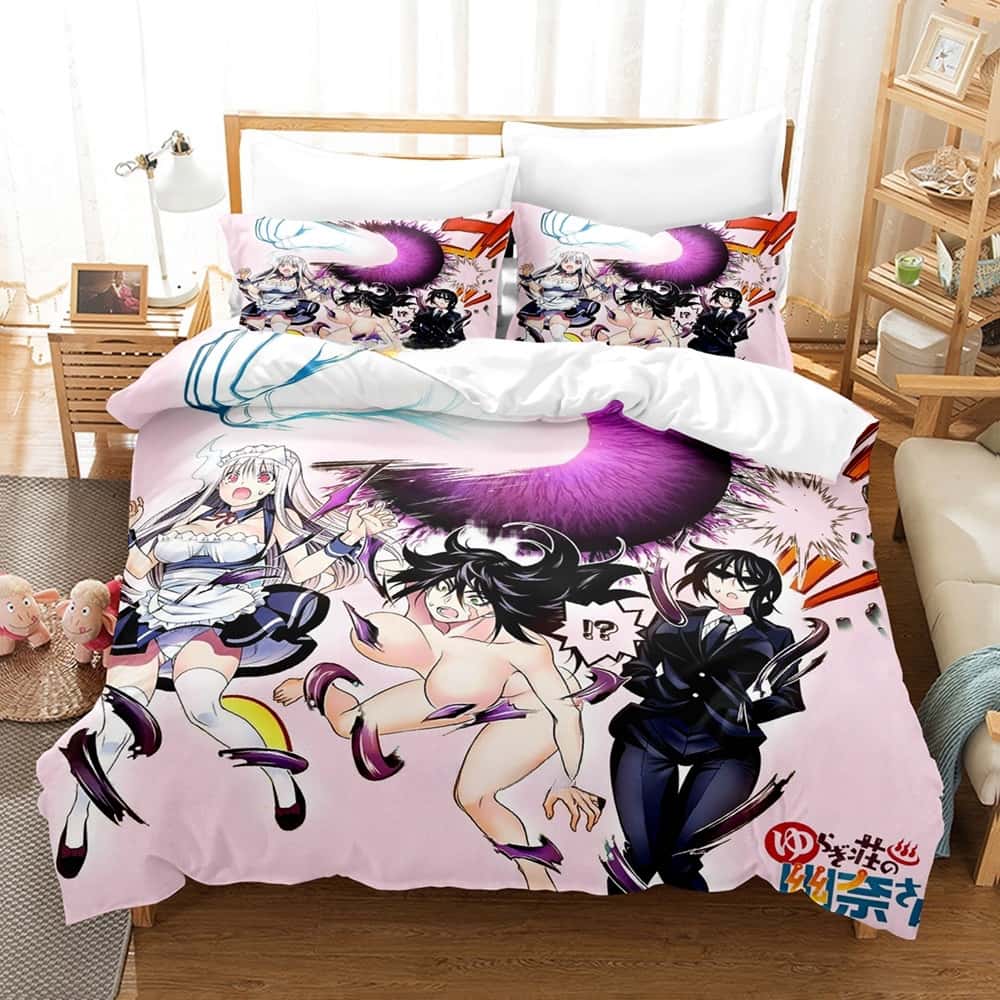 

3D Printed Anime Yuragi-sou No Yuuna-san Bedding Set Single Twin Full Queen King Size Bed Set Adult Kid Bedroom Duvet cover Sets EU Twin 135x200cm