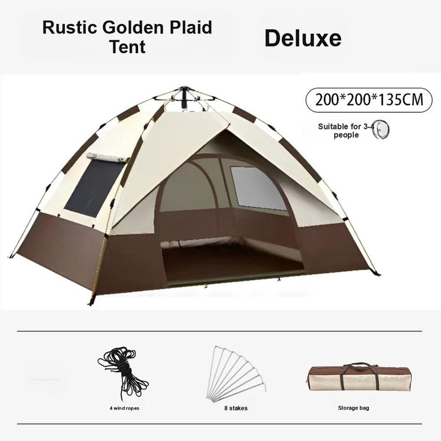 

Automatic Outdoor Camping Tent Portable Folding Tent Sunscreen Rainproof Mosquito-Proof Travel Shelter 3-4 people бежевий