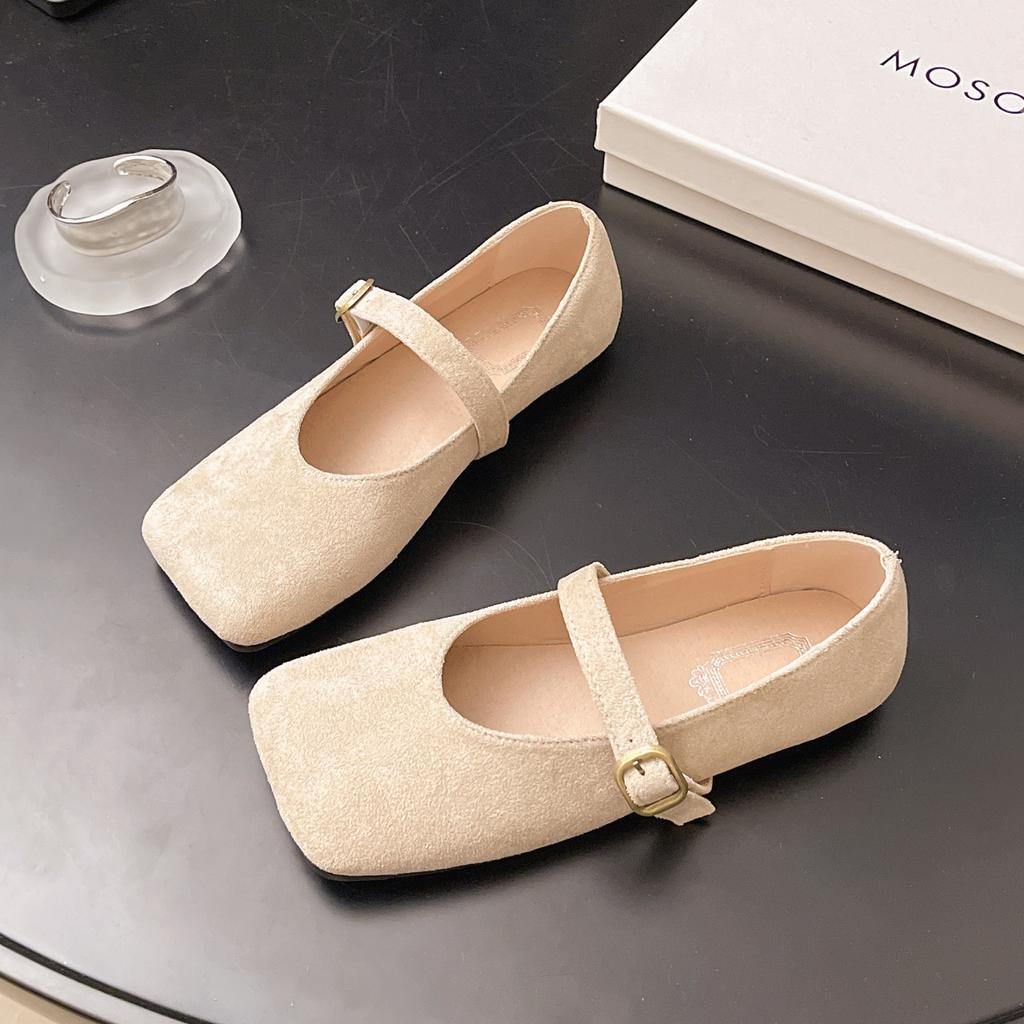 Retro Square Head Baotou Half Slippers Women's 2025 Spring New One-pedal Lazy Casual Flat Bottom Birken Baotou Drag