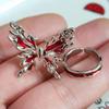 2Pcs Metal  Butterfly Rings Adjustable Finger Rings Fashion Open Rings Jewelry Knuckles Rings for Women Girls