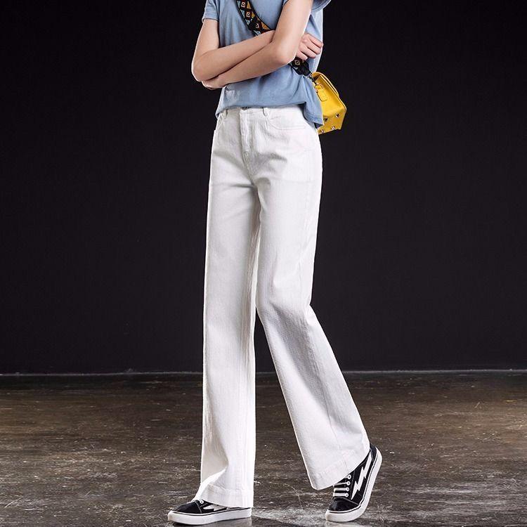 Spring Women's Straight-leg Jeans High-waisted Loose Stretch Jeans Wide-leg Jeans