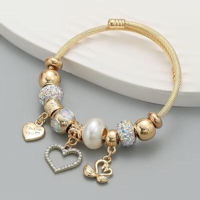 Panjia Gold Stainless Steel Adjustable Fashion Bracelet - Versatile, High-End, and Fade-Resistant Jewelry